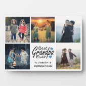Beste opa ooit script Blue Heart Photo Collage Fotoplaat (voorkant)