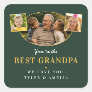 Beste Opa Opa Groet 3 Foto Vierkante Sticker