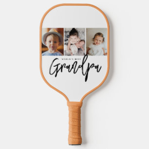 Beste opa ter wereld aangepaste fotocadeau collage pickleball paddle