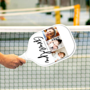Beste Opa ter Wereld Foto cadeau Collage Maatwerk Pickleball Paddle