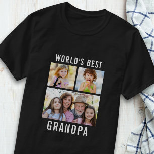Beste Opa van de Wereld 3 Foto Collage Tekst Zwart T-shirt