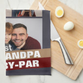 Beste opa van Par 4 fotocollage Theedoek (Quarter Fold)