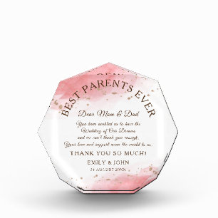 Beste ouders ooit Hartelijk dank, koraal en gouden Fotoblokken