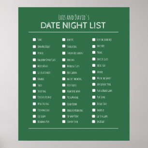 Beste paar cadeau datum nacht bucket list poster