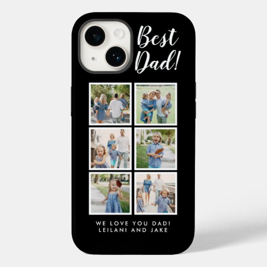 Beste pap! 6 Fotocollage Modern Zwart Case-Mate iPhone Case (Achterkant)