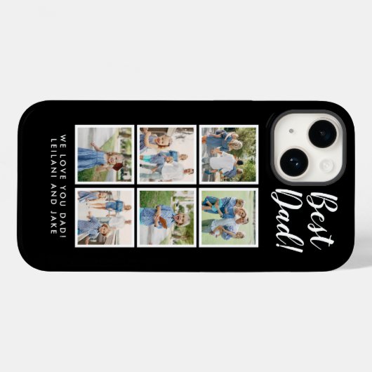 Beste pap! 6 Fotocollage Modern Zwart Case-Mate iPhone Case (Achterkant (horizontaal))
