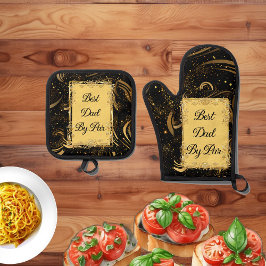 Beste Pap By Par Moderne kalligrafie Leafy Swirl p Ovenwant & Pannenlap Set