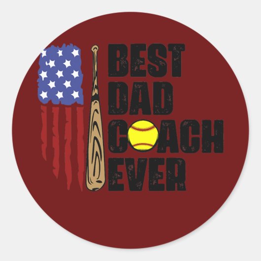 Beste pap Coach Ever Funny Baseball Pap Vader's Ronde Sticker (Voorkant)