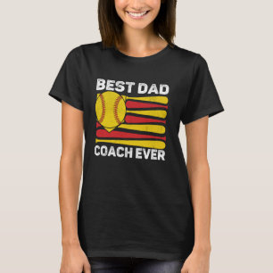 Beste Pap Coach Ooit Softbal Amerikaanse Vlag 4e v T-shirt