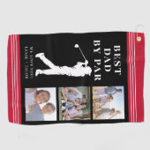 Beste Pap door Par Fotocollage Vaderdag Gift Golfhanddoek (Horizontaal)