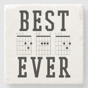 Beste pap Ever Guitar Chords Vaderdag Cadeau Stenen Onderzetter