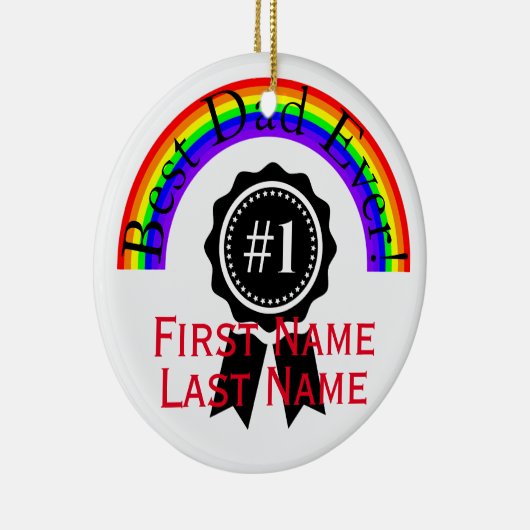 Beste pap Ever regenboogversiering HAMbWG Keramisch Ornament (Rechts)