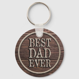 Beste pap Ever Rustic Burlap & Wood Sleutelhanger