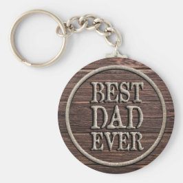 Beste pap Ever Rustic Burlap & Wood Sleutelhanger