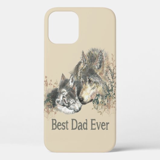 Beste pap Ever Wolf Waterverf Animal Quote Case-Mate iPhone Case (Achterkant)