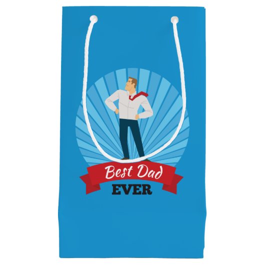 Beste pap met Happy Vaderdag | Gift Bag Klein Cadeauzakje (Voorkant)