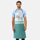 Beste pap Modern Turquoise Script Father Day Schort (Gedragen)