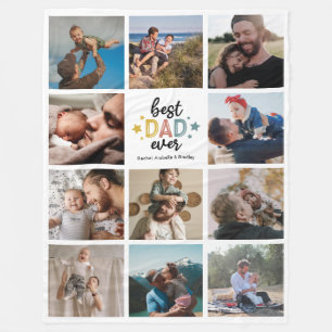 Beste pap ooit 11 Foto Collage Fleece Deken