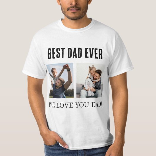 Beste pap ooit 2 Foto Collage Vaderdag Gift T-shirt (Voorkant)