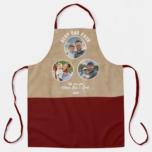 Beste Pap Ooit 3 Foto's Vaderdag Keepsake Schort (Voorkant)