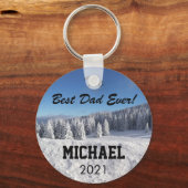 Beste pap ooit Aangepast Foto Aangepast Tekstcadea Sleutelhanger (Voorkant)