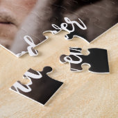 Beste pap ooit aangepast foto modern wit script legpuzzel (Zijkant)