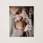 Beste pap ooit aangepast foto modern wit script legpuzzel (Verticaal)