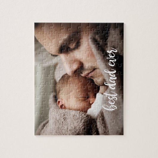 Beste pap ooit aangepast foto modern wit script legpuzzel (Verticaal)