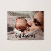 Beste pap ooit aangepast foto modern zwart script legpuzzel (Horizontaal)