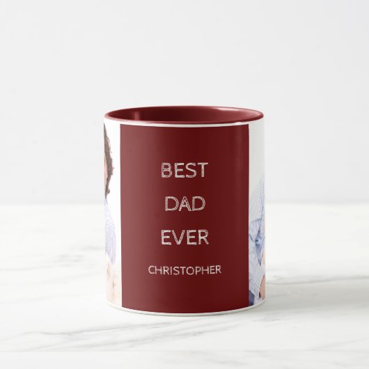 Beste pap ooit Aangepast twee Foto's Mok (Midden)