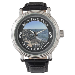 Beste pap ooit blauwe Atlantische Oceaan Rocky Sea Horloge