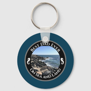 Beste pap ooit blauwe Atlantische Oceaan Rocky Sea Sleutelhanger