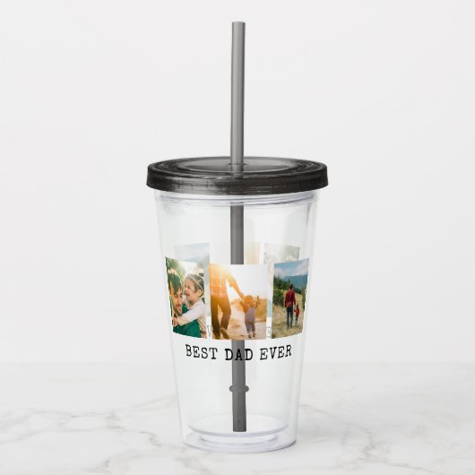 Beste pap ooit fotocollage acryl drinkbeker (Voorkant)