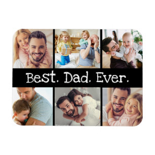 Beste pap ooit fotocollage in zwart-wit magneet