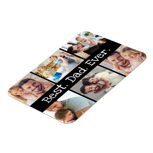 Beste pap ooit fotocollage in zwart-wit magneet (Linkerzijde)