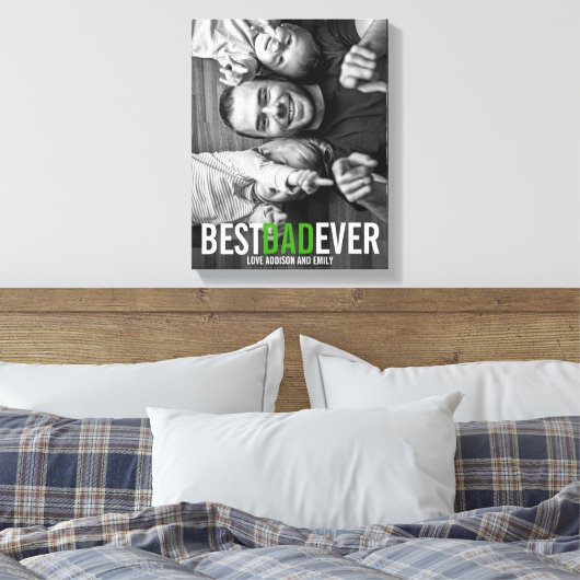 Beste pap ooit Vaderdag Stretched Canvas afdrukken (Insitu (Slaapkamer))