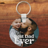 Beste pap ooit vaders dag Foto Button Sleutelhange Sleutelhanger (Voorkant)