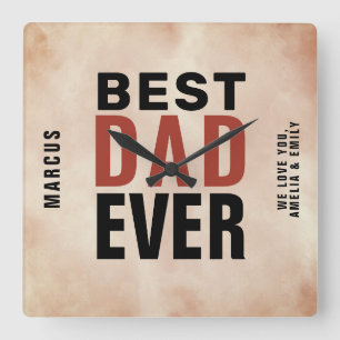 Beste pap ooit Waterverf vaderdag Vierkante Klok