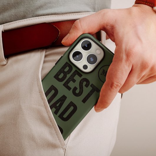 Beste pap ooit zwart, Groene monogram leger | Case-Mate iPhone Case