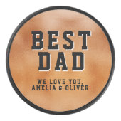 Beste pap Sinaasappel Metallic Father`s Day Keepsa Hockey Puck (Voorkant)