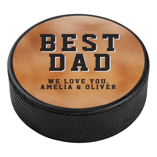 Beste pap Sinaasappel Metallic Father`s Day Keepsa Hockey Puck (3/4)