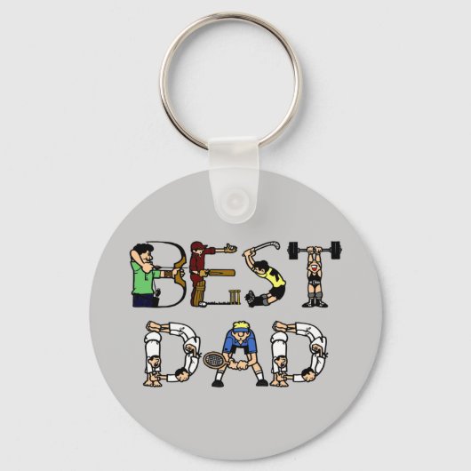 Beste Pap Sports Fun Text Sleutelhanger (Voorkant)