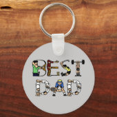 Beste Pap Sports Fun Text Sleutelhanger (Voorkant)