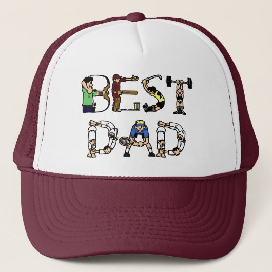 Beste Pap Sports Fun Text Trucker Pet (Voorkant)