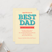 Beste pap-Vaderdag kaart (Voorkant / Achterkant in situ)