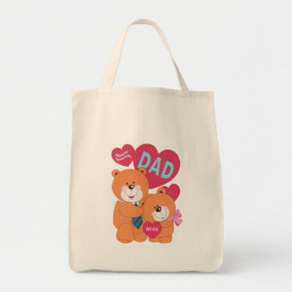 Beste Pap Vaderdag Vader Dochter Beer Cartoon Tote Bag