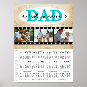 Beste Papa 2026 Foto Agenda, Familie, Vintage Poster