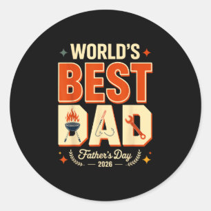 Beste papa 2026 grillen vissen klusjesman vader ronde sticker