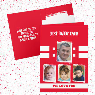 Beste papa 4 foto's houden van rood wit kaart