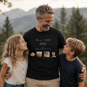 Beste papa aangepaste familie foto collage zwart t-shirt